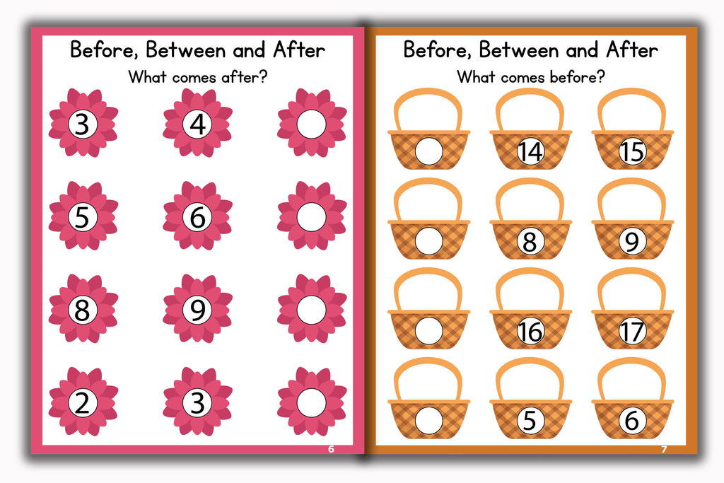 Activity Books Combo 14 - Before Between And After, Beginning Blends, Count And Circle, Trace 100 Sight Words, Word Families