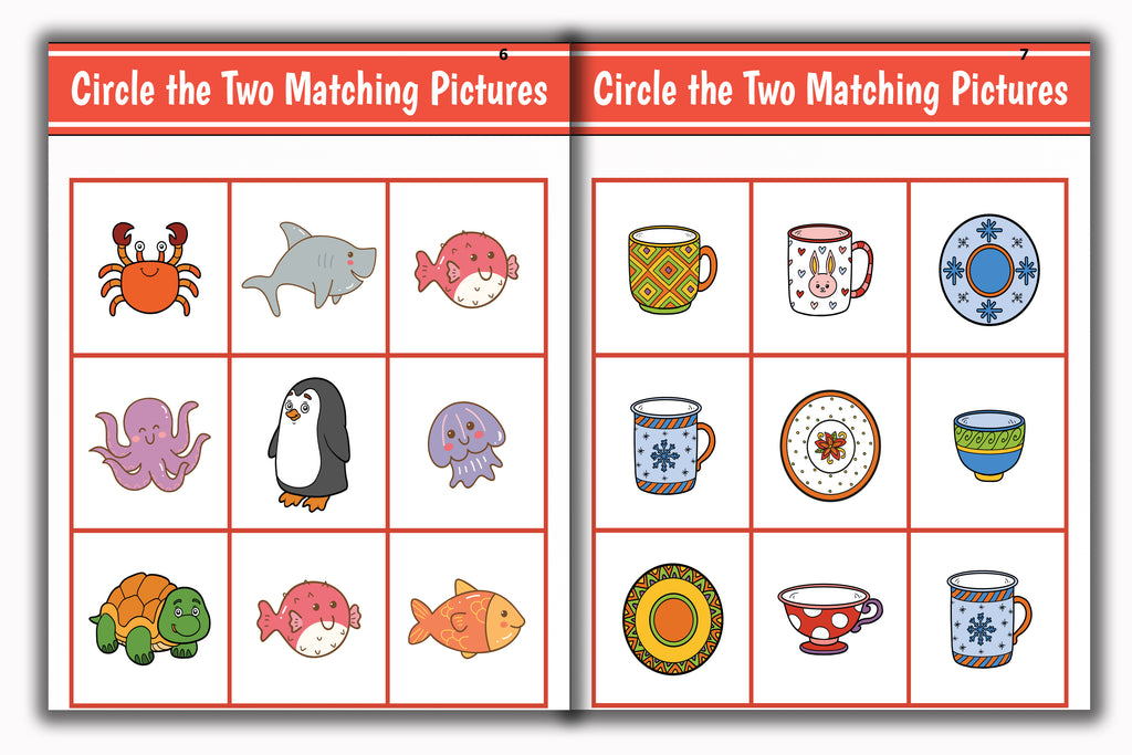 Activity Books Combo 2 - Alphabet Identification, Circle The Number, Circle The Two Matching Pictures, Dot To Dot, Good Or Bad