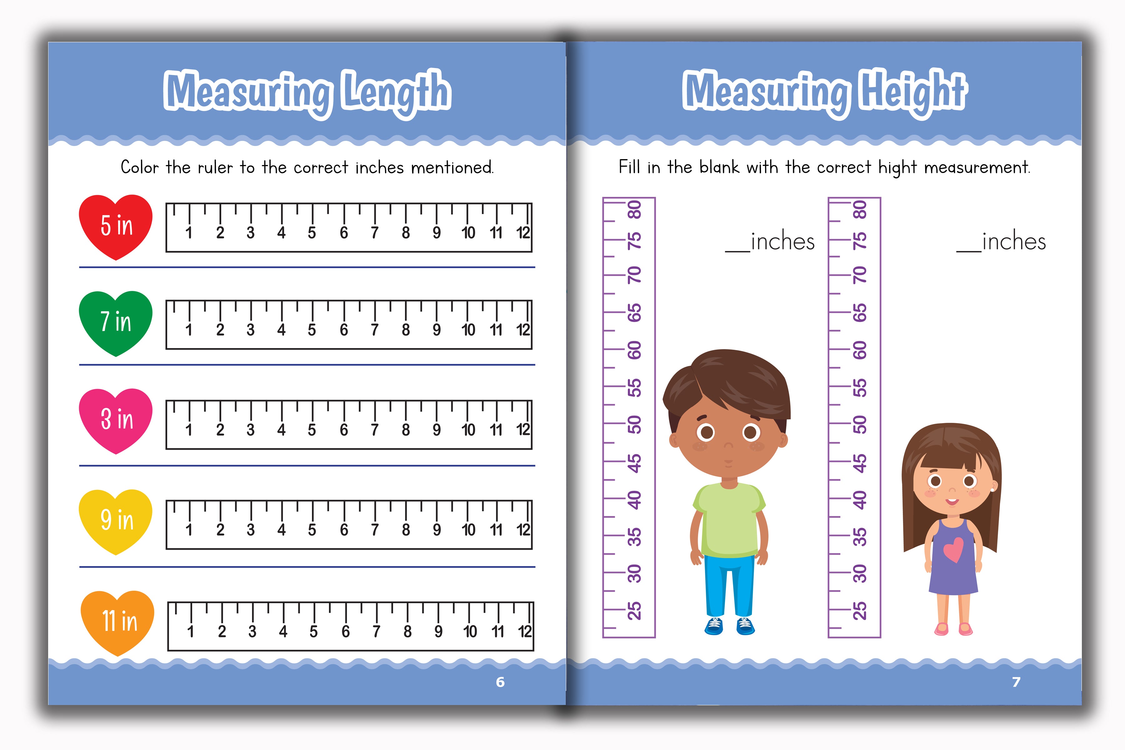 Activity Books Combo 8 - Color By Numbers, Matching Worksheets, Measuring Things, Missing Letters, Weather