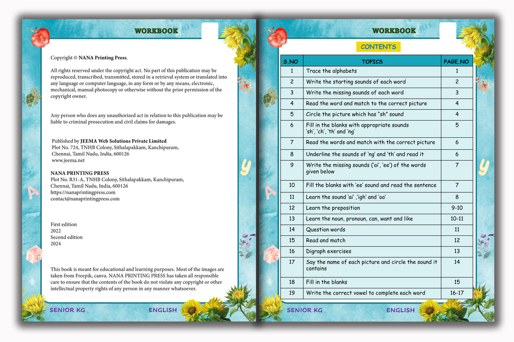 Senior KG - English Workbook