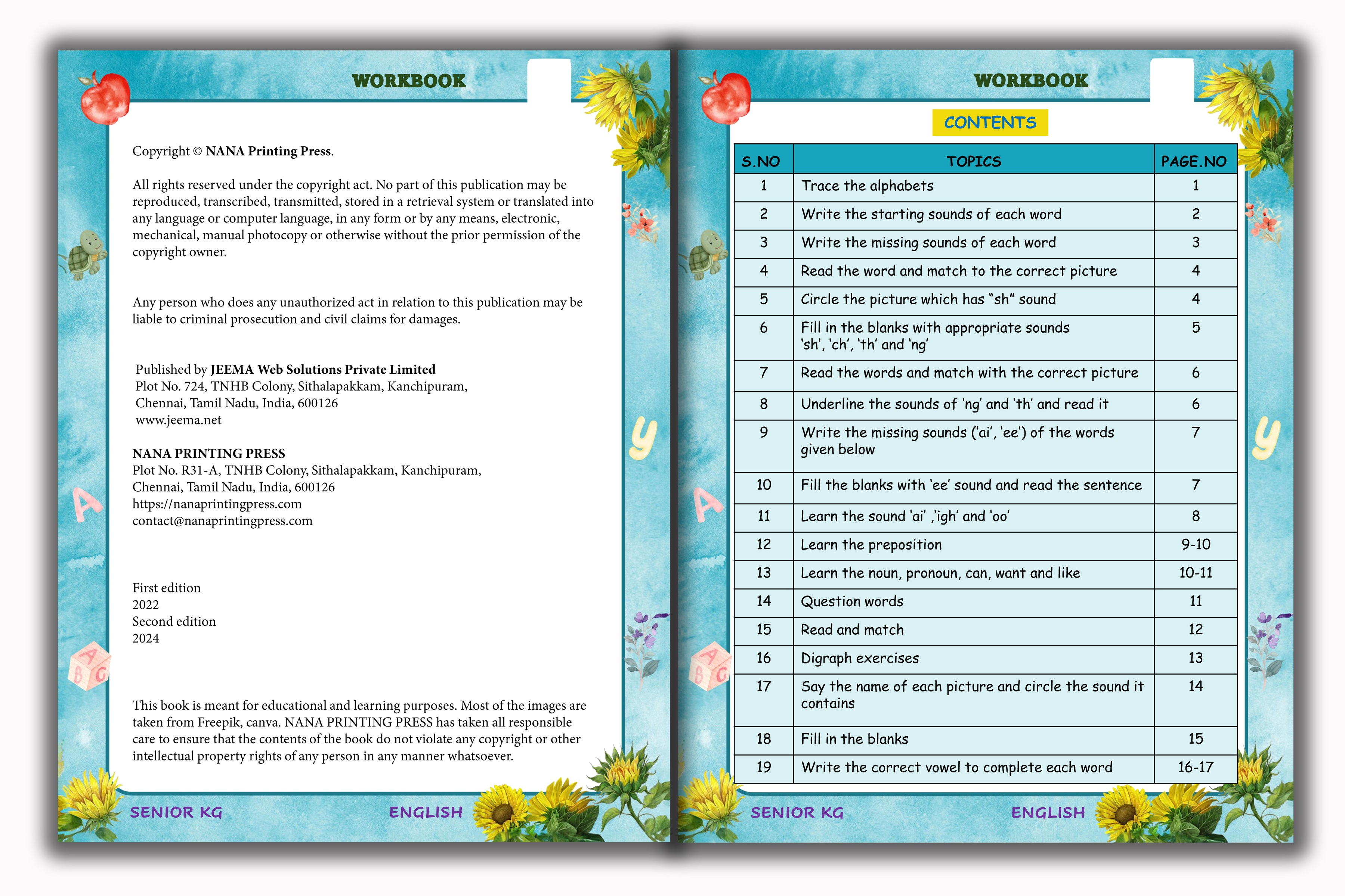 Senior KG - English Workbook