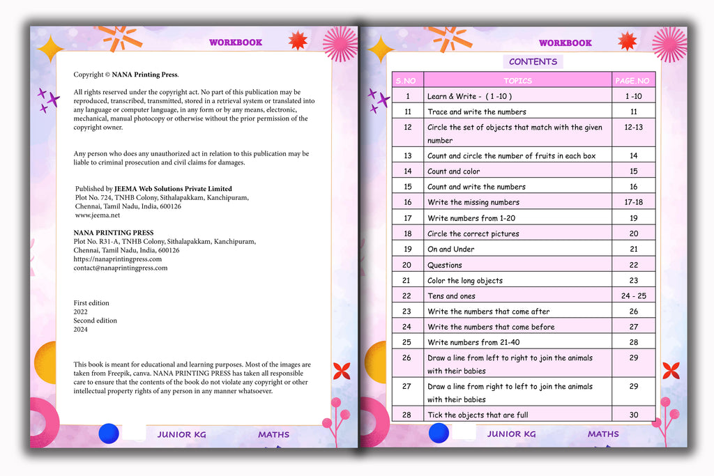 Junior KG - Maths Workbook