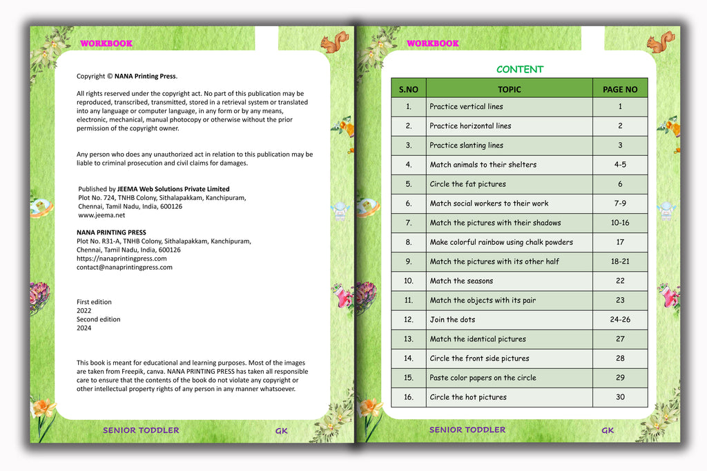 Senior Toddler - Exploring our World Workbook (Pre KG)