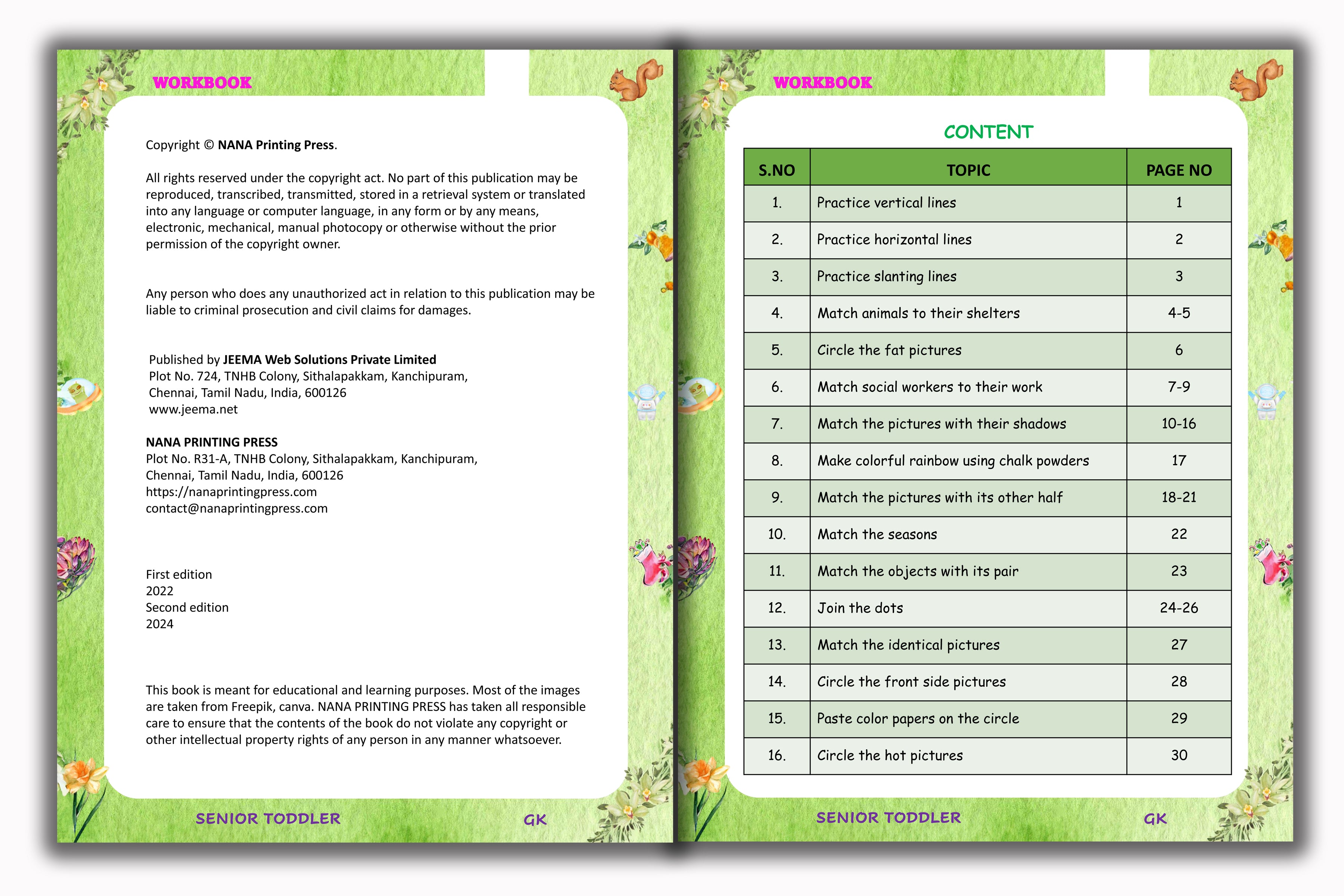 Senior Toddler - Exploring our World Workbook (Pre KG)