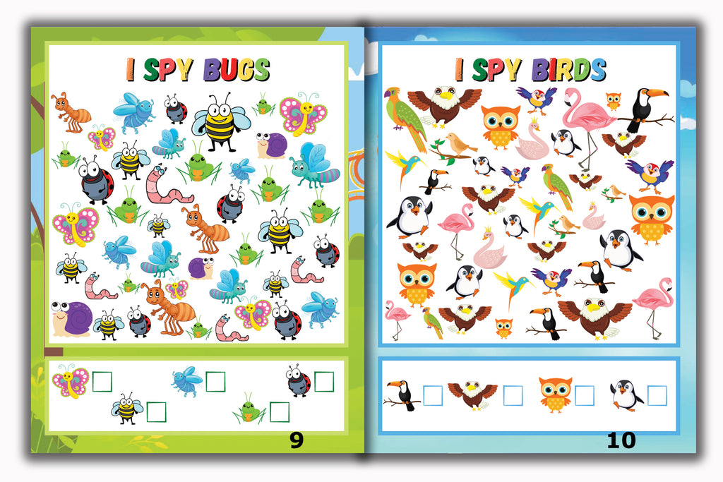 Activity Books Combo 12 - Counting Backward, I Spy Counting, Matching Cards, Ten Frame Cards, Vowels