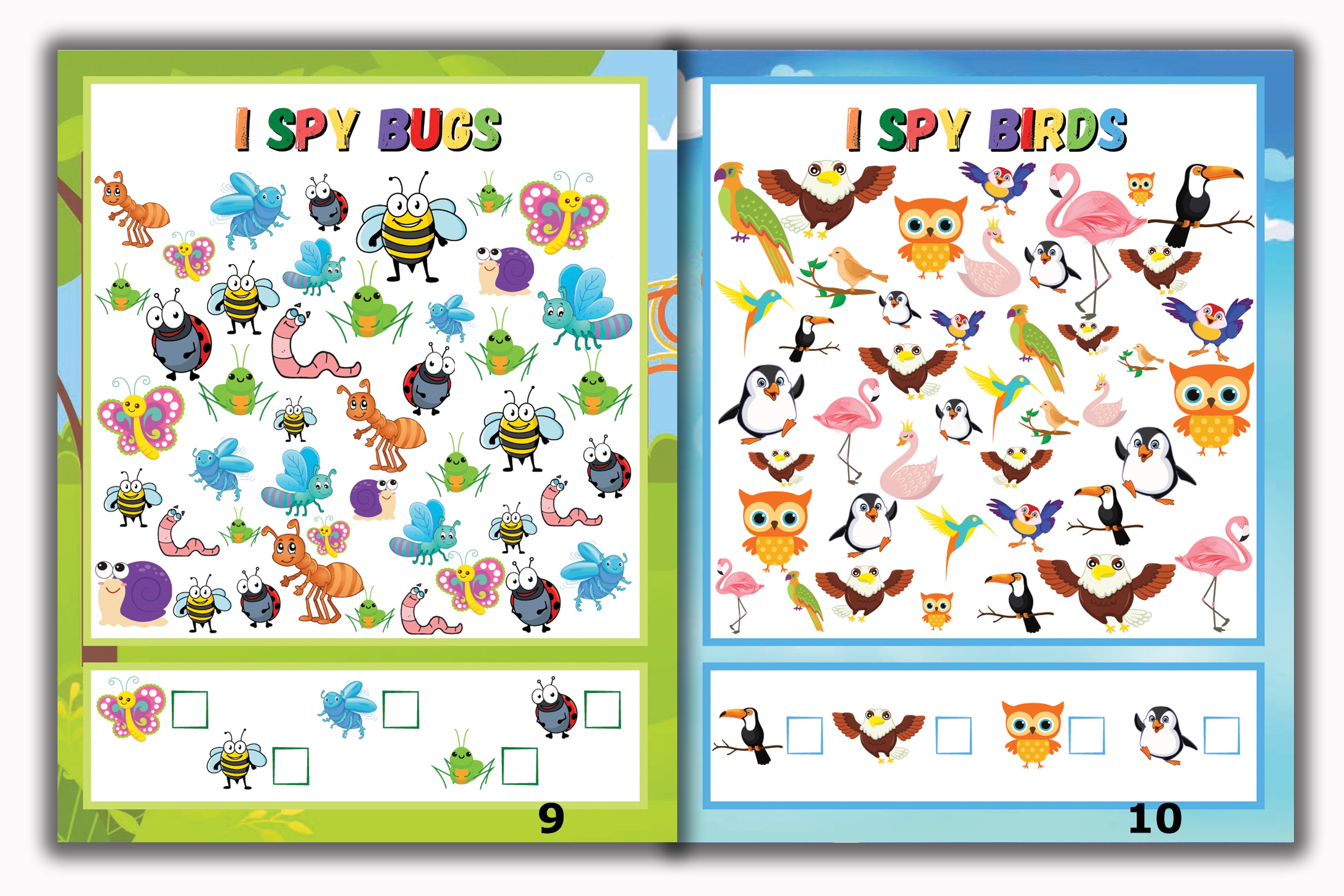 Activity Books Combo 12 - Counting Backward, I Spy Counting, Matching Cards, Ten Frame Cards, Vowels