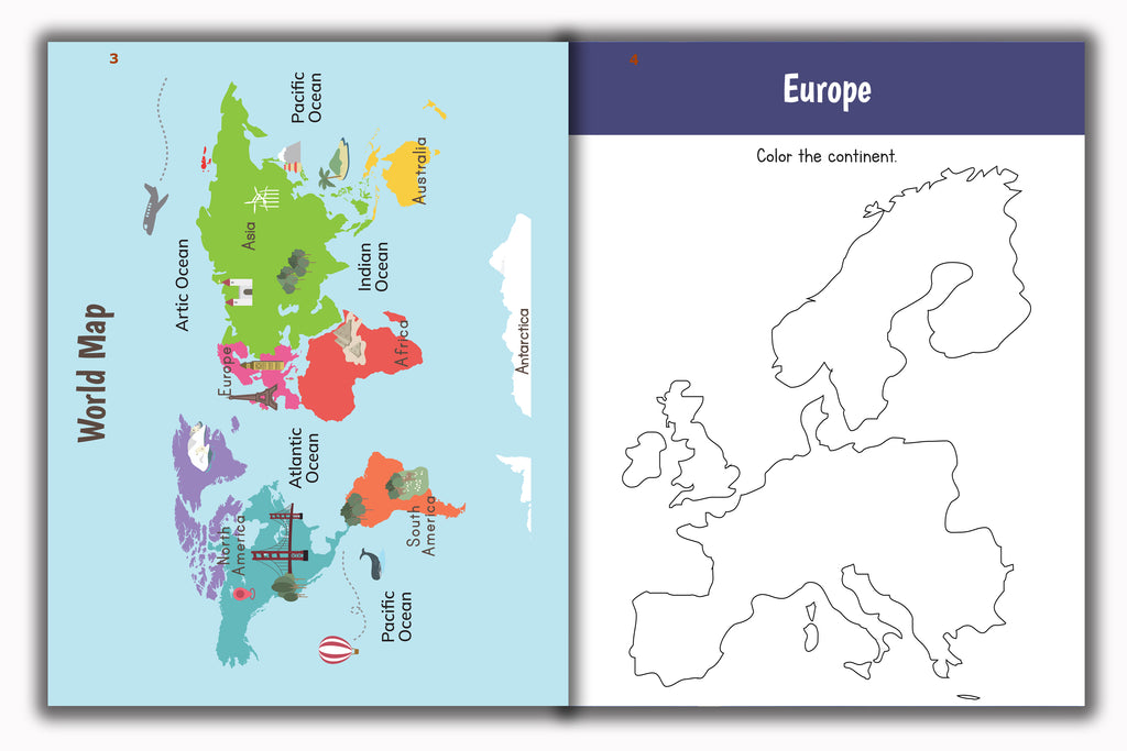 Activity Books Combo 16 - Addition, Alphabet Sentences, Geography, Subraction, Word Search