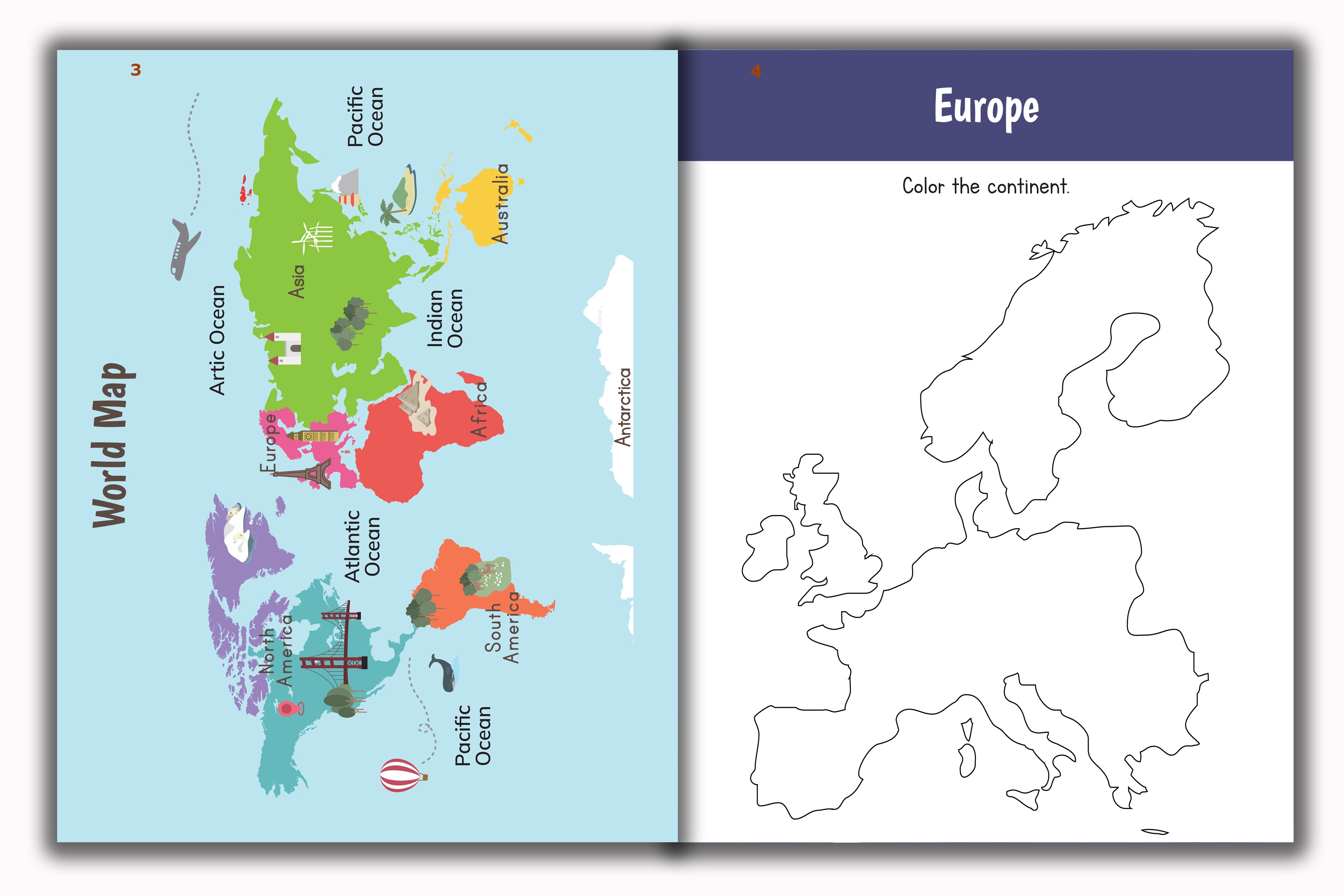 Activity Books Combo 16 - Addition, Alphabet Sentences, Geography, Subraction, Word Search