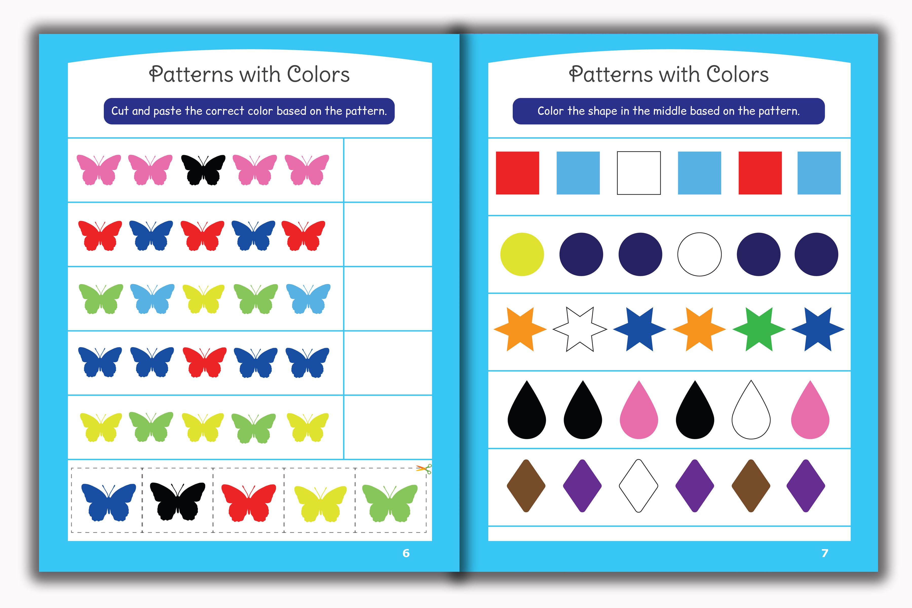 Activity Books Combo 1 - Animal Sounds, Circle The Color, Color Cute Animals, Patterns, Tracing