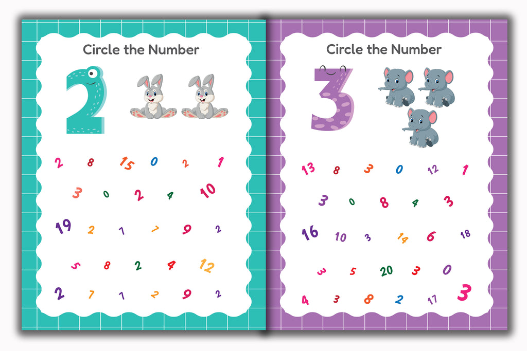 Activity Books Combo 2 - Alphabet Identification, Circle The Number, Circle The Two Matching Pictures, Dot To Dot, Good Or Bad