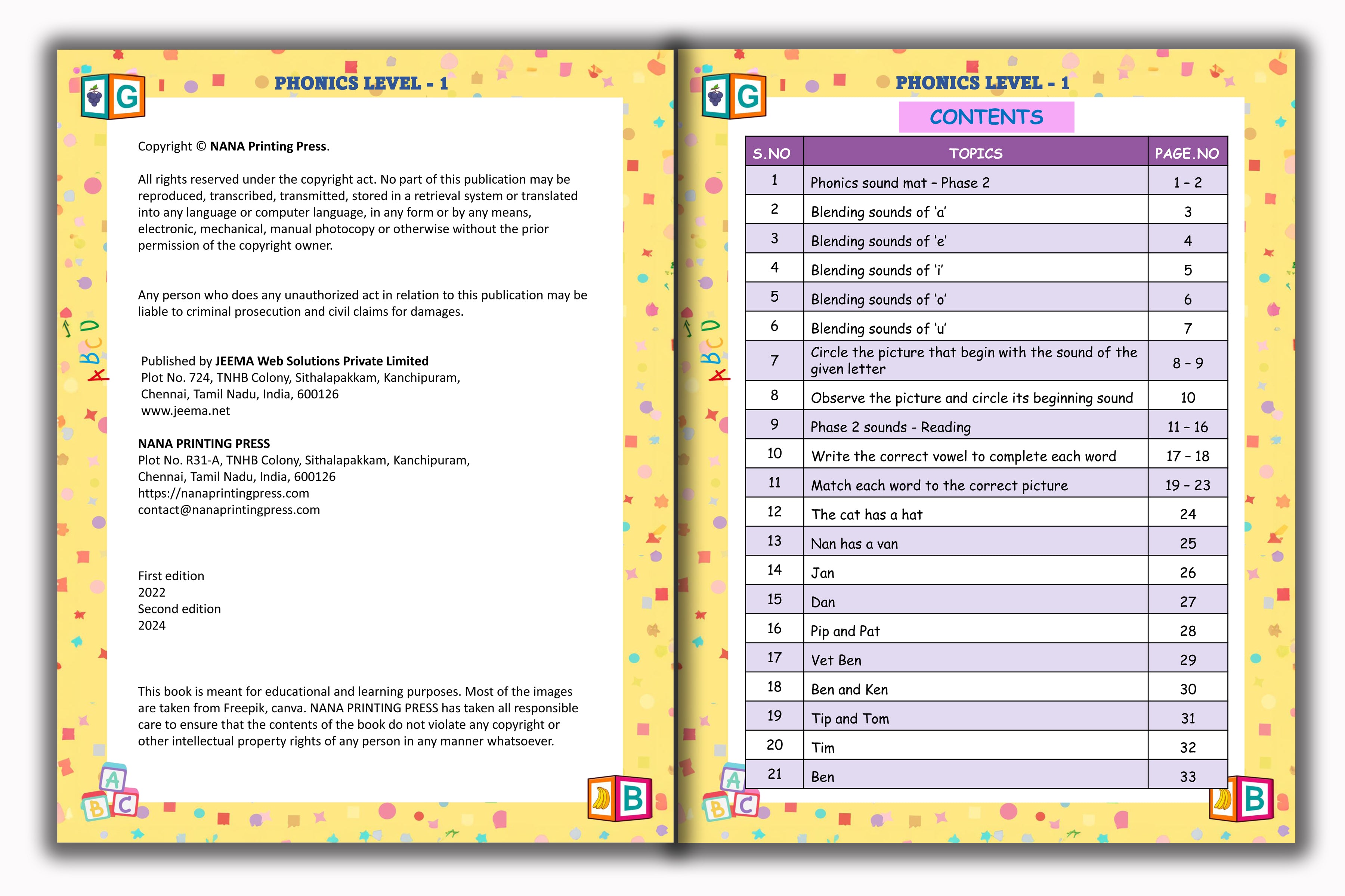 Phonics Book - Level 1