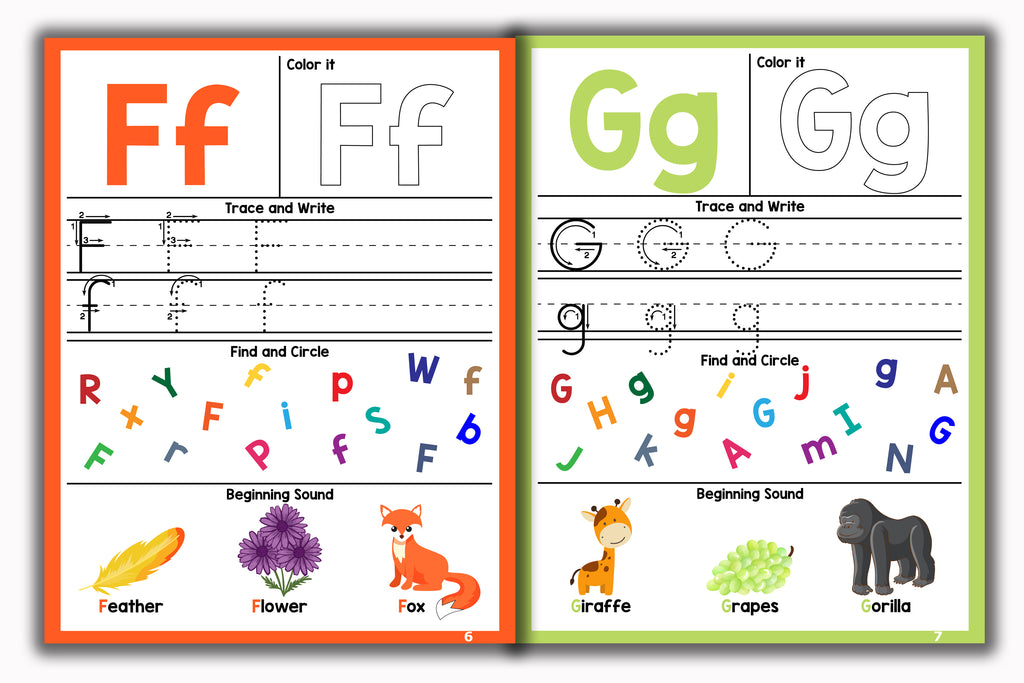 Activity Books Combo 6 - Alphabet Worksheet, Colors, Number Rhymes, Numbers Identification, Positions