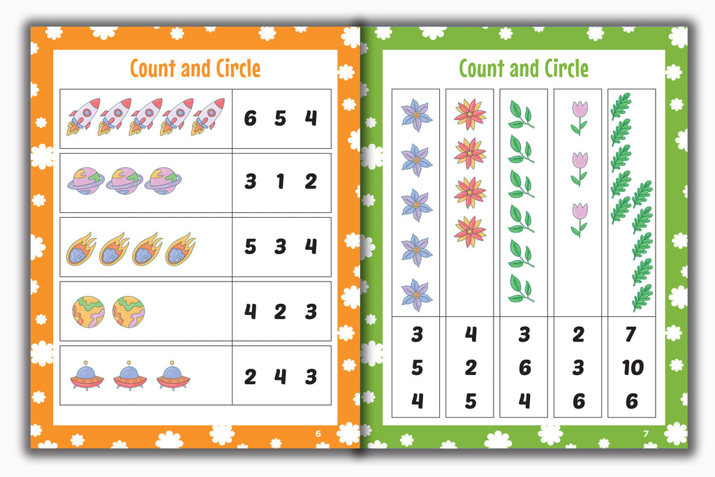 Activity Books Combo 14 - Before Between And After, Beginning Blends, Count And Circle, Trace 100 Sight Words, Word Families