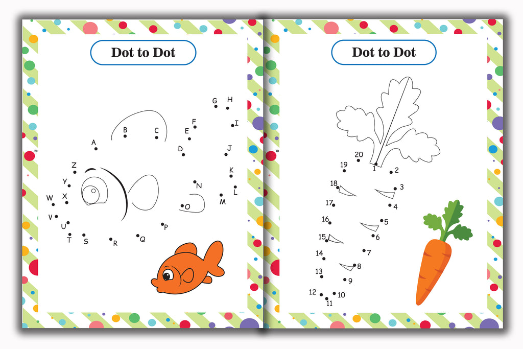 Activity Books Combo 2 - Alphabet Identification, Circle The Number, Circle The Two Matching Pictures, Dot To Dot, Good Or Bad