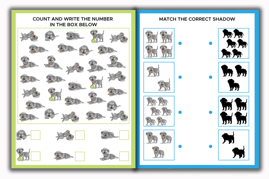 Activity Books Combo 11 - Circle The Shapes, Count And Match, Cut And Paste, Match Letters, Math Fun
