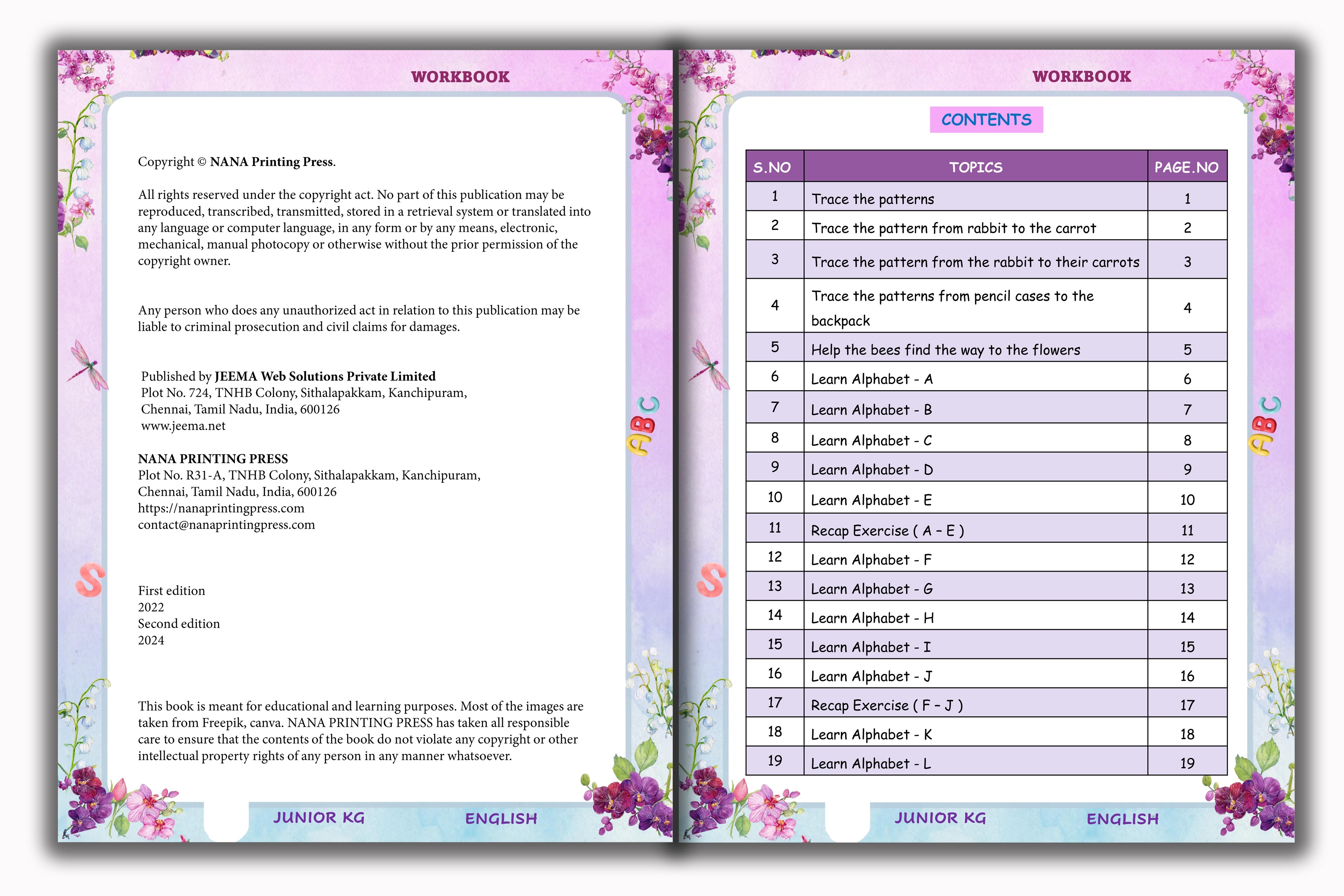 Junior KG - English Workbook