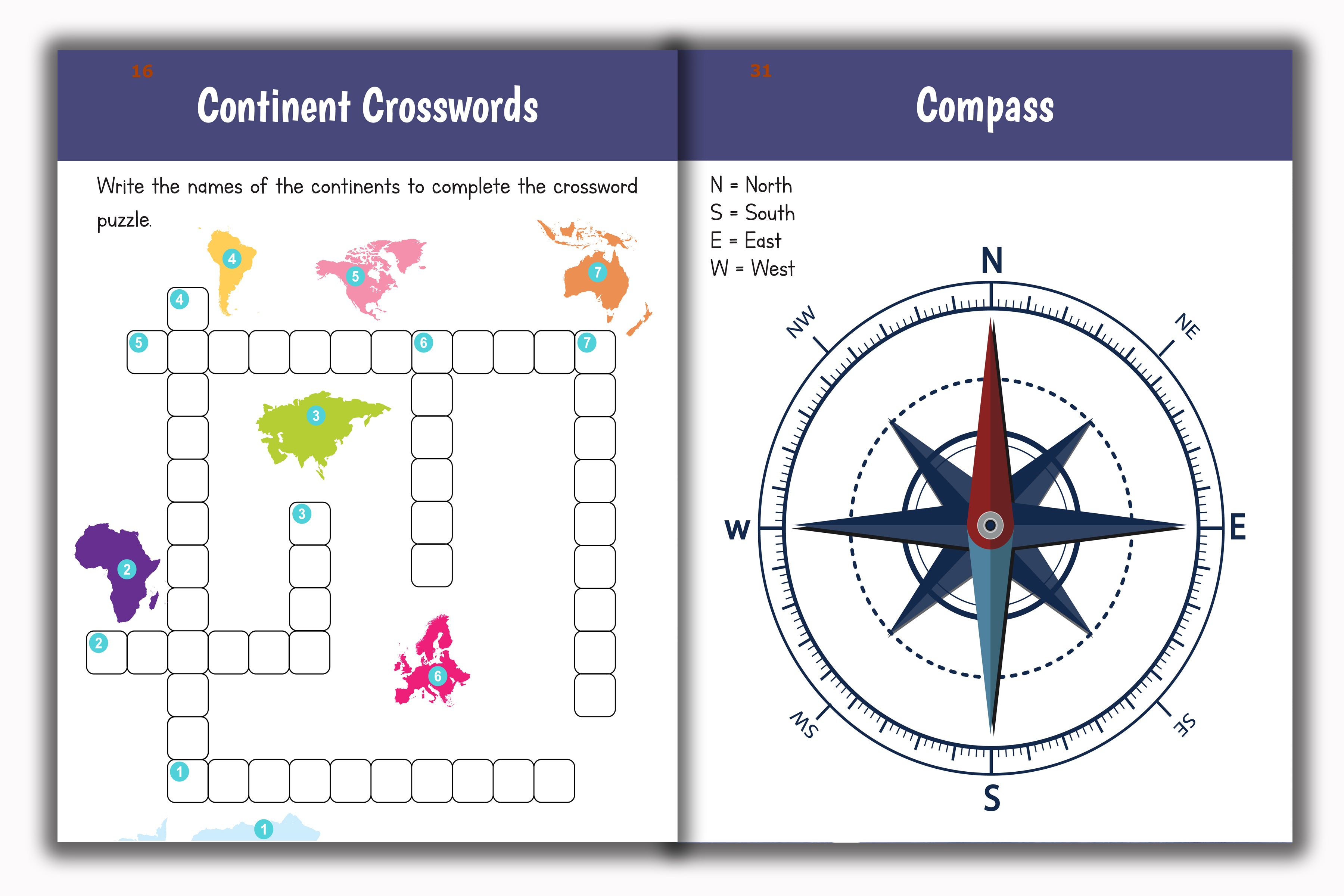 Activity Books Combo 16 - Addition, Alphabet Sentences, Geography, Subraction, Word Search