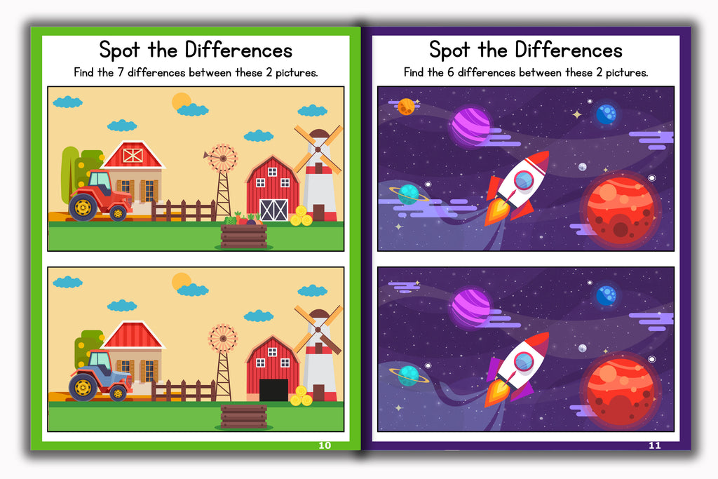 Activity Books Combo 7 - Dinosaur Math Activities, Fill In Missing Letters, Opposites, Shapes, Spot The Differences