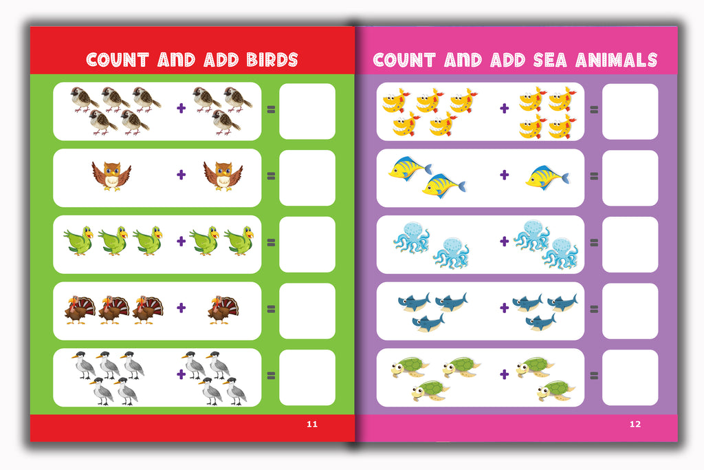 Activity Books Combo 15 - Count And Add, CVC Words, Rhyming Words, Sudoku, Unscramble Words