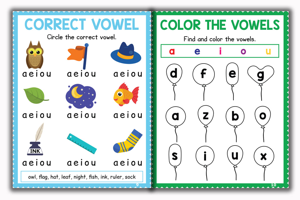 Activity Books Combo 12 - Counting Backward, I Spy Counting, Matching Cards, Ten Frame Cards, Vowels