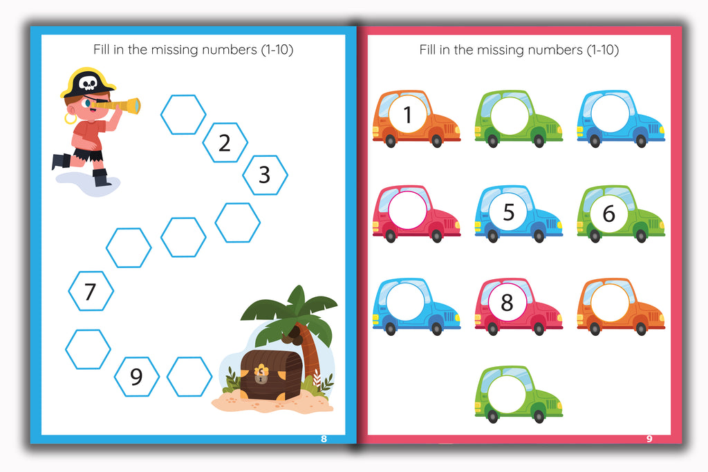 Activity Books Combo  9 - Alphabet Activities, Coloring For Fun, Counting, How Many, Missing Numbers