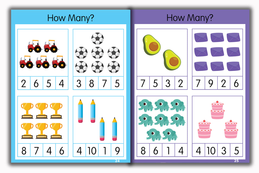 Activity Books Combo  9 - Alphabet Activities, Coloring For Fun, Counting, How Many, Missing Numbers