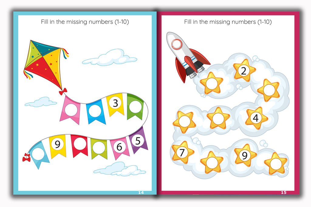 Activity Books Combo  9 - Alphabet Activities, Coloring For Fun, Counting, How Many, Missing Numbers