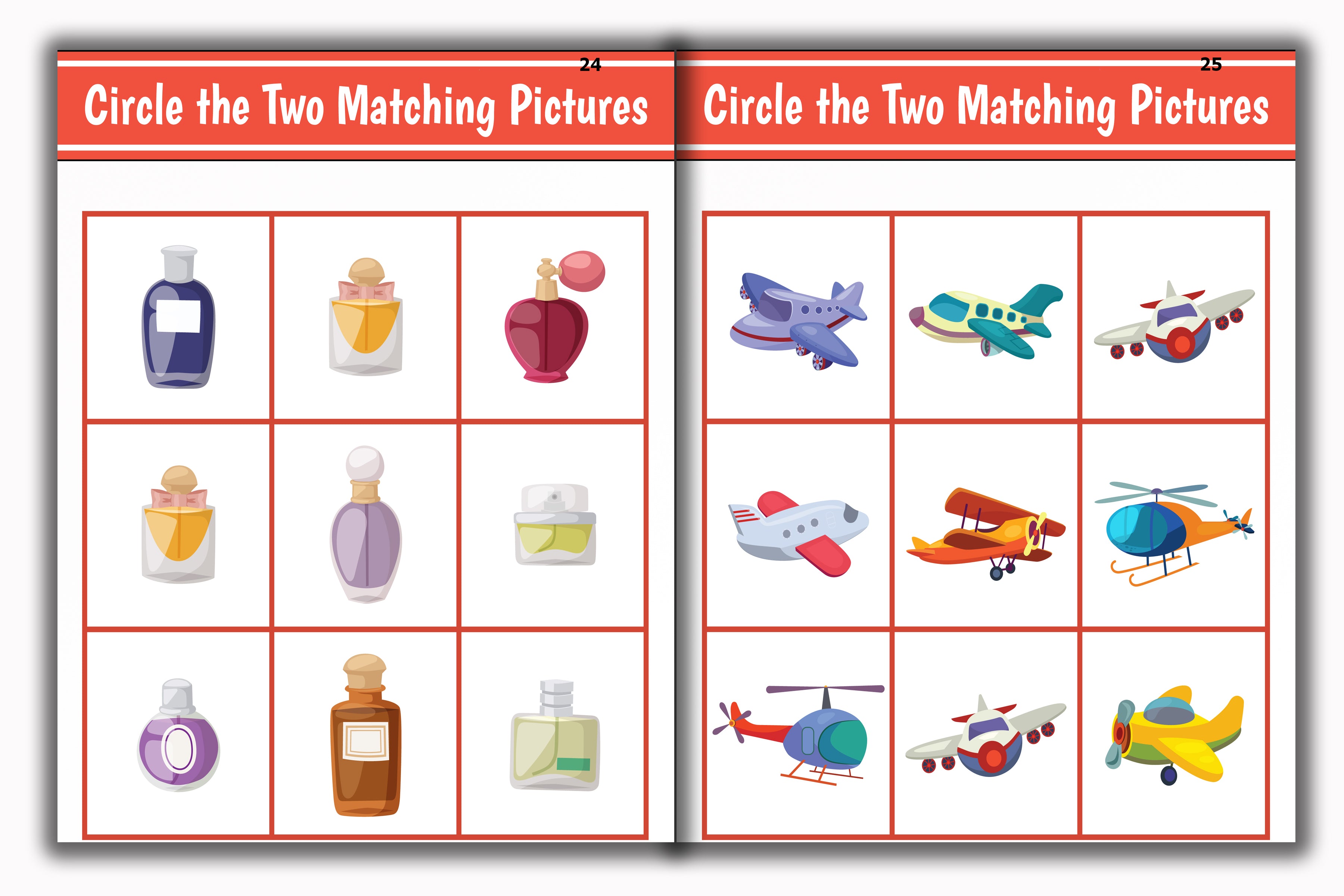 Activity Books Combo 2 - Alphabet Identification, Circle The Number, Circle The Two Matching Pictures, Dot To Dot, Good Or Bad