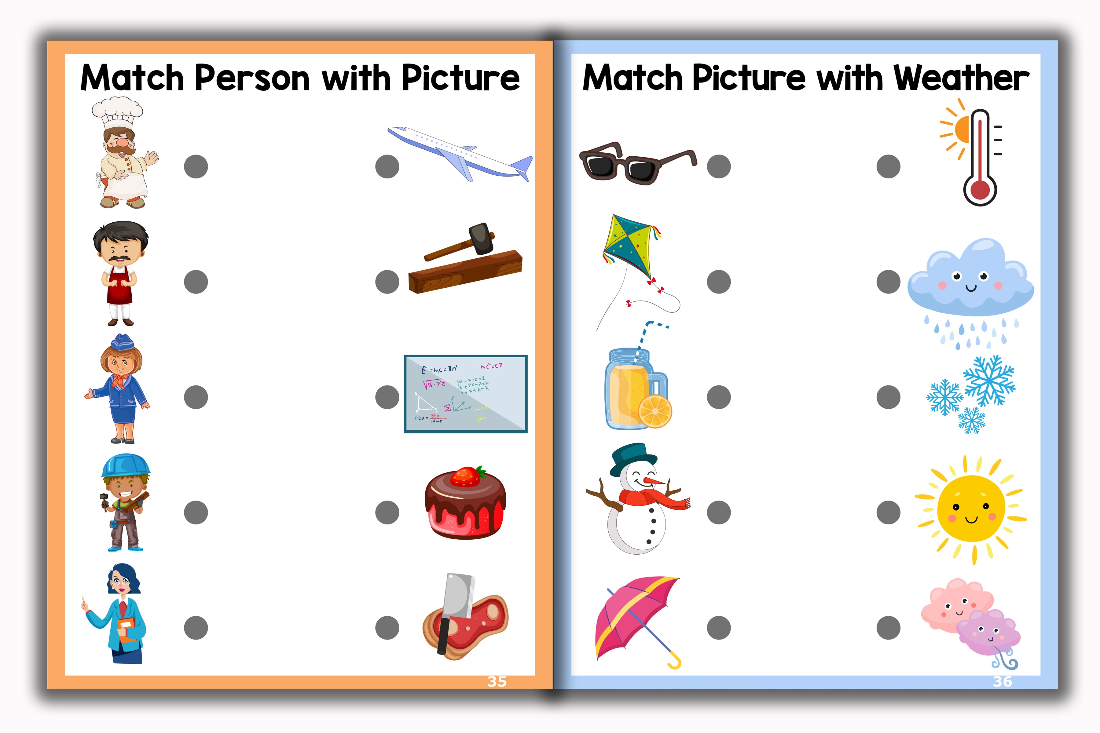 Activity Books Combo 8 - Color By Numbers, Matching Worksheets, Measuring Things, Missing Letters, Weather