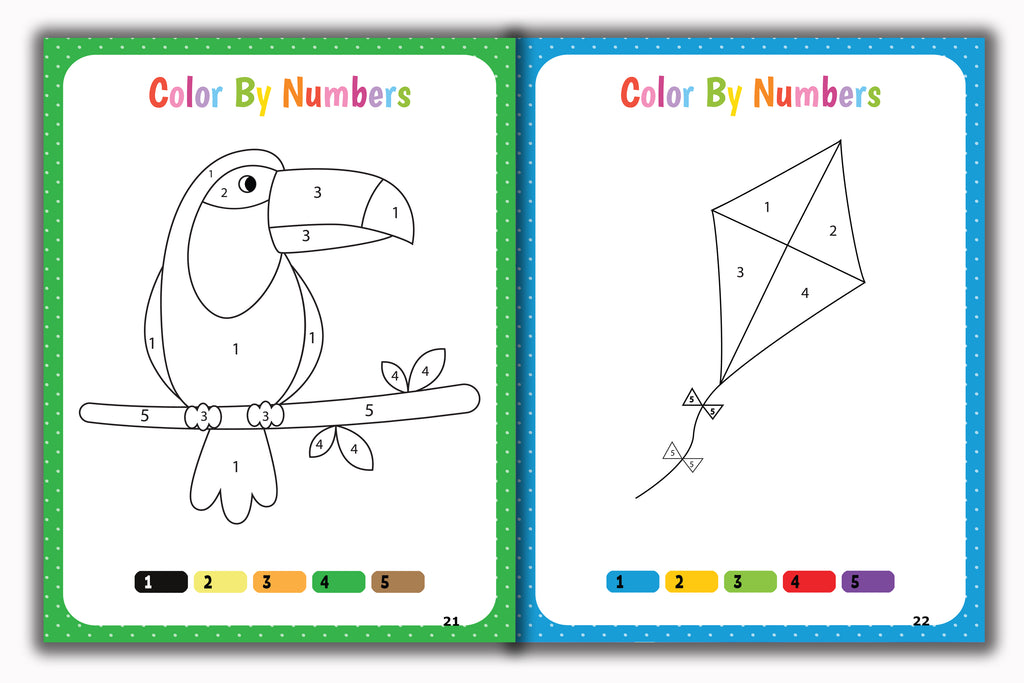 Activity Books Combo 8 - Color By Numbers, Matching Worksheets, Measuring Things, Missing Letters, Weather