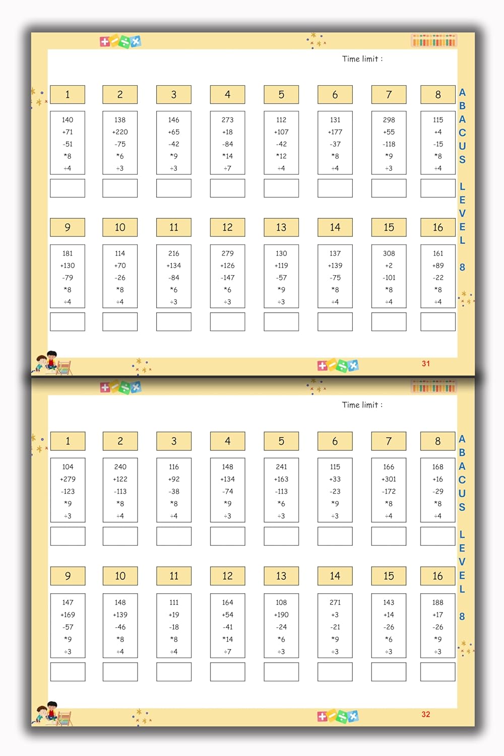 Abacus Book Set - (Level 1 to Level 8)
