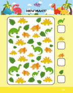 Activity Books Combo 3 - Circle The Cute Dinosaurs, Circle The Letters, Drawing, Number Flashcards, Number Trace And Write