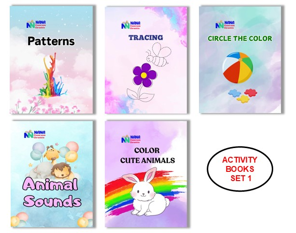 Activity Books Combo 1 - Animal Sounds, Circle The Color, Color Cute Animals, Patterns, Tracing