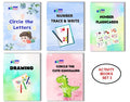 Activity Books Combo 3 - Circle The Cute Dinosaurs, Circle The Letters, Drawing, Number Flashcards, Number Trace And Write