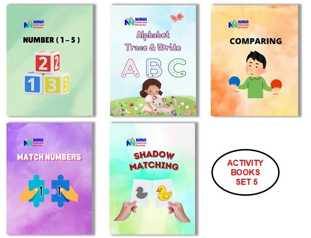 Activity Books Combo  5 - Alphabet Trace And Write, Comparing, Match Numbers, Number, Shadow Matching