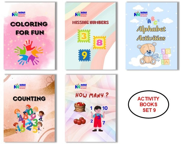Activity Books Combo  9 - Alphabet Activities, Coloring For Fun, Counting, How Many, Missing Numbers